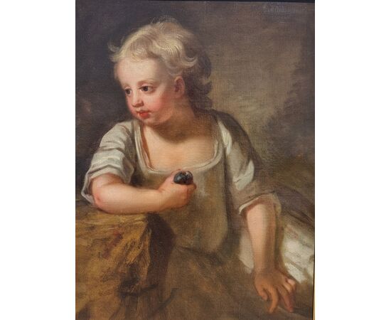 Ritratto di giovane bambina con frutto – Scuola veneta, metà XVIII secolo