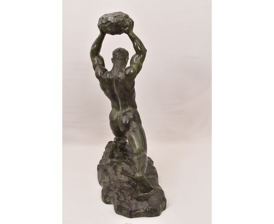 Alexandre Ouline, Antiche Sculture In Bronzo, Uomo, Guerriero,  Art Deco, XX Secolo. (STB91)