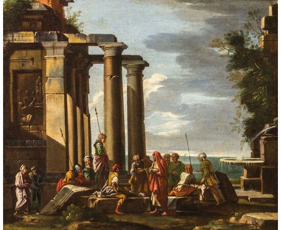 Capriccio architettonico con rovine di un tempio antico, Giovanni Ghisolfi (Milano 1623 - 1683)