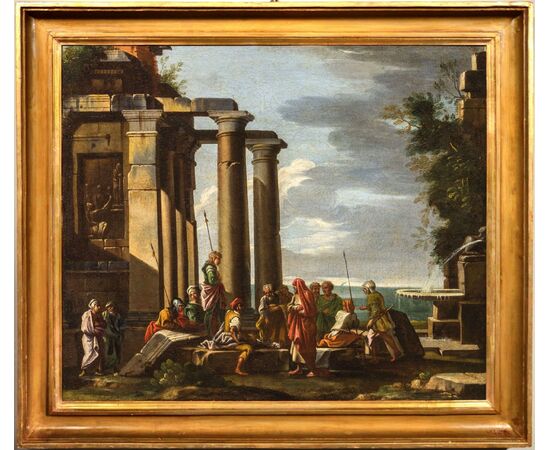 Capriccio architettonico con rovine di un tempio antico, Giovanni Ghisolfi (Milano 1623 - 1683)