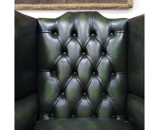 Poltrona chesterfield Queen Anne nuova inglese originale verde 