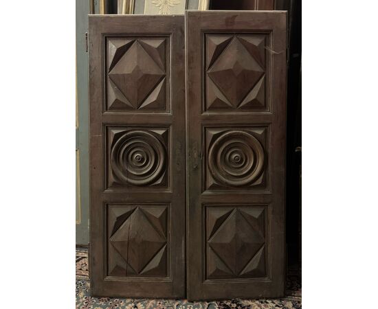 PAN031 - Coppia di ante in rovere, epoca primi '800, misure cm L 110 x H 157