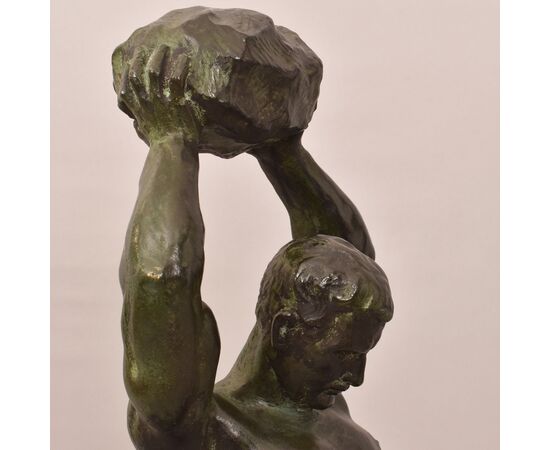 Alexandre Ouline, Antiche Sculture In Bronzo, Uomo, Guerriero,  Art Deco, XX Secolo. (STB91)