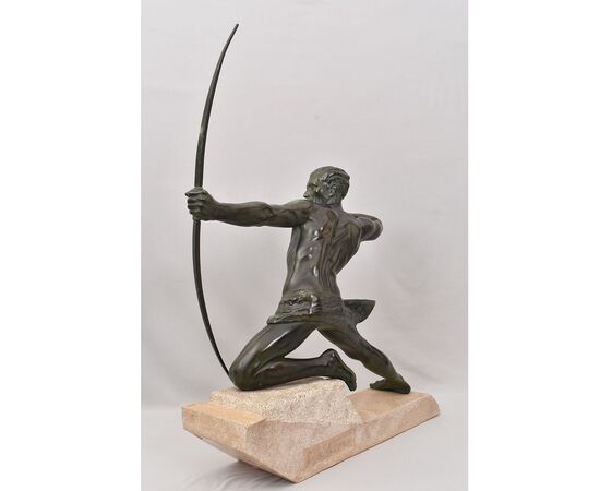 ANTICHE SCULTURE IN ANTIMONIO, MAX LE VERRIER, ARCIERE, ART DECO, SCULTORE FRANCESE. (STAN90)