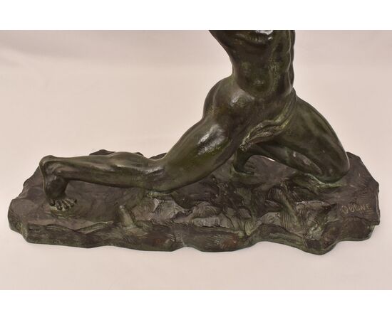 Alexandre Ouline, Antiche Sculture In Bronzo, Uomo, Guerriero,  Art Deco, XX Secolo. (STB91)