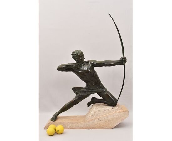 ANTICHE SCULTURE IN ANTIMONIO, MAX LE VERRIER, ARCIERE, ART DECO, SCULTORE FRANCESE. (STAN90)