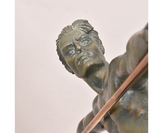ANTICHE SCULTURE FRANCESI IN ANTIMONIO, CHIPARUS, GUERRIERO CON LANCIA, ART DECO. (STAN93)