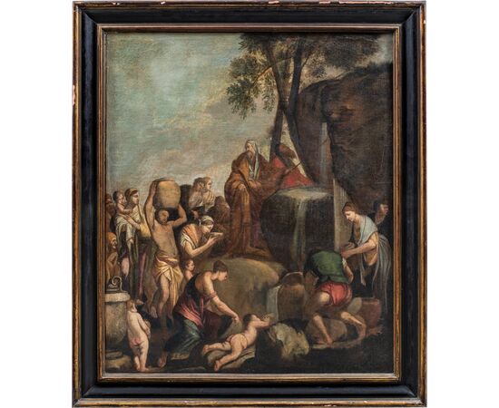 Giulio Carpioni (Venezia 1613 - Vicenza 1678) bottega di - Mosè fa scaturire l’acqua dalle rocce.