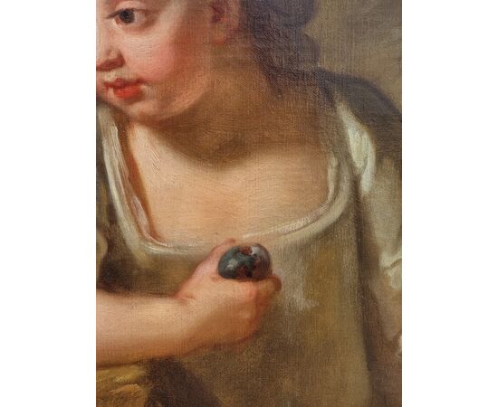 Ritratto di giovane bambina con frutto – Scuola veneta, metà XVIII secolo