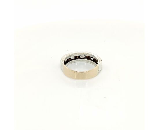 Anello a fascia in oro argento e diamanti