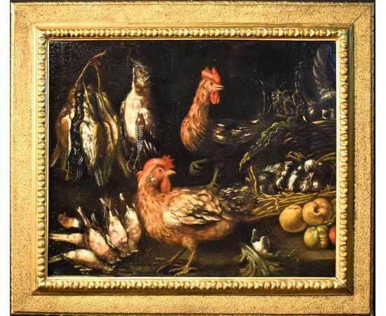 "Natura morta con galli e cacciagione"