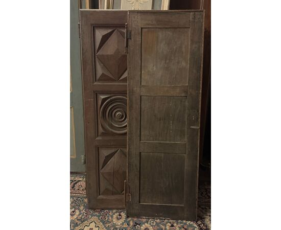 PAN031 - Coppia di ante in rovere, epoca primi '800, misure cm L 110 x H 157