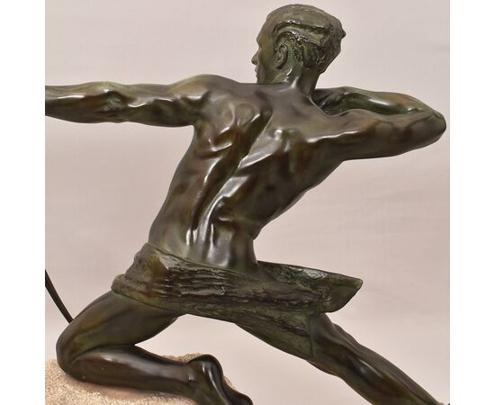 ANTICHE SCULTURE IN ANTIMONIO, MAX LE VERRIER, ARCIERE, ART DECO, SCULTORE FRANCESE. (STAN90)