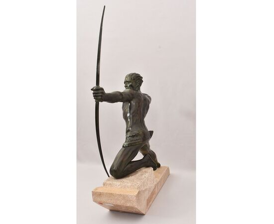 ANTICHE SCULTURE IN ANTIMONIO, MAX LE VERRIER, ARCIERE, ART DECO, SCULTORE FRANCESE. (STAN90)