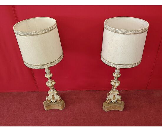 Coppia candelabri laccati