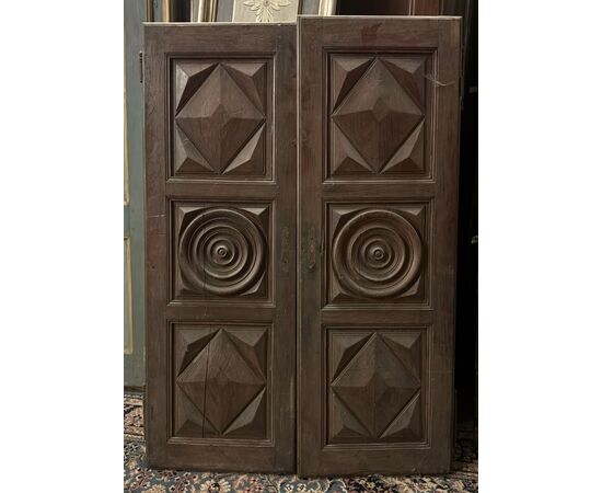 PAN031 - Coppia di ante in rovere, epoca primi '800, misure cm L 110 x H 157