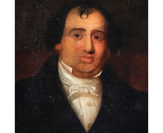 Pittore italiano (XIX sec.) - Ritratto di gentiluomo con libro.