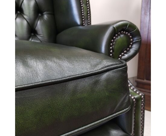 Poltrona chesterfield Queen Anne nuova inglese originale verde 