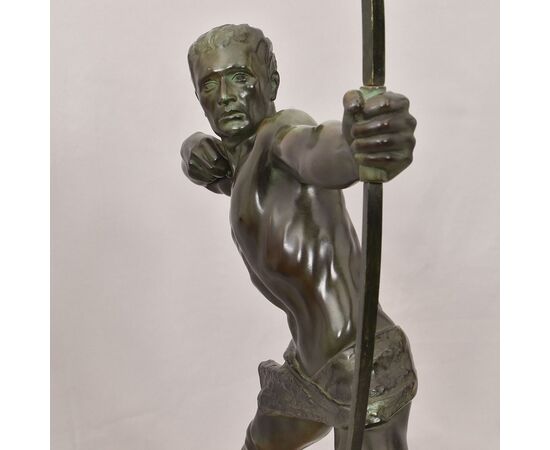 ANTICHE SCULTURE IN ANTIMONIO, MAX LE VERRIER, ARCIERE, ART DECO, SCULTORE FRANCESE. (STAN90)