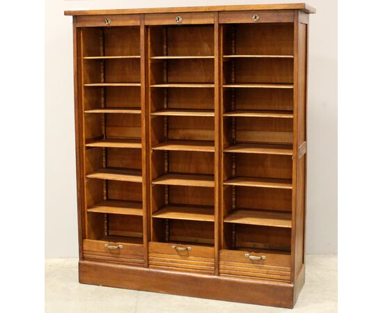Antico classificatore archivio schedario serranda in rovere