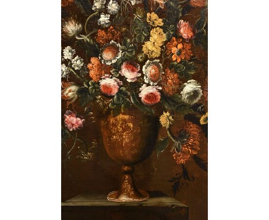 Composizione di fiori entro vaso sbalzato (1 di 3), Andrea Scacciati (Firenze 1642–1710)