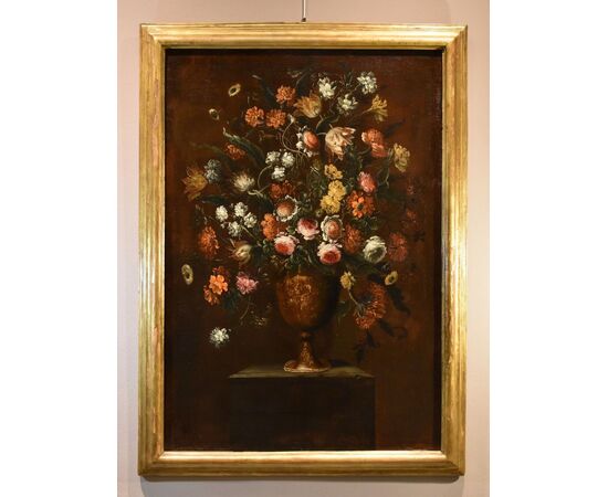 Composizione di fiori entro vaso sbalzato (1 di 3), Andrea Scacciati (Firenze 1642–1710)