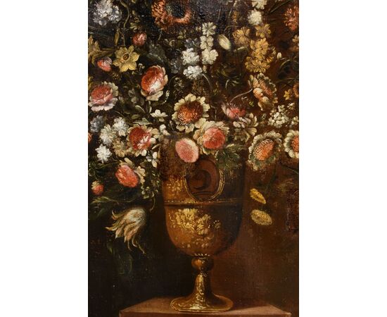 Composizione di fiori entro vaso sbalzato (2 di 3), Andrea Scacciati (Firenze 1642–1710)