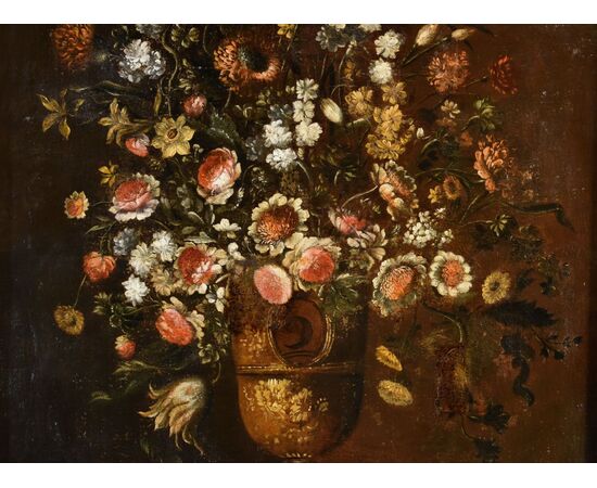 Composizione di fiori entro vaso sbalzato (2 di 3), Andrea Scacciati (Firenze 1642–1710)