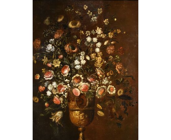 Composizione di fiori entro vaso sbalzato (2 di 3), Andrea Scacciati (Firenze 1642–1710)