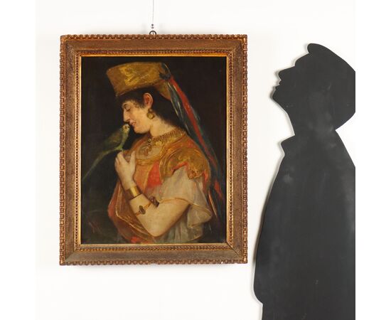 Dipinto Giovane Donna con Pappagallo