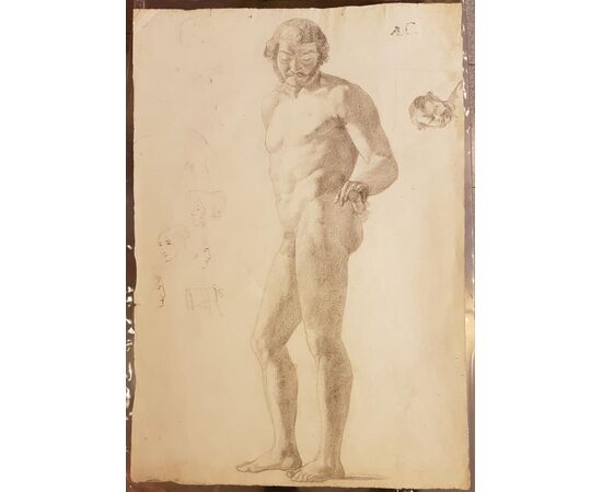 Disegno di epoca neoclassica raffigurante figura maschile