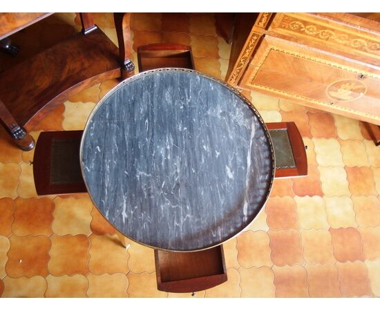 TAVOLINO ROTONDO STILE LUIGI XVI DA SALOTTO RESTAURATO  diametro 62xH76