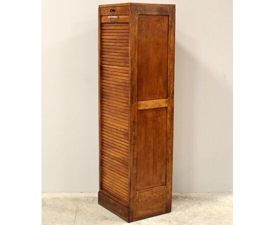 Antico classificatore archivio schedario serranda in rovere