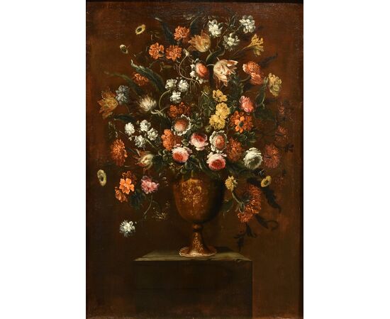 Composizione di fiori entro vaso sbalzato (1 di 3), Andrea Scacciati (Firenze 1642–1710)