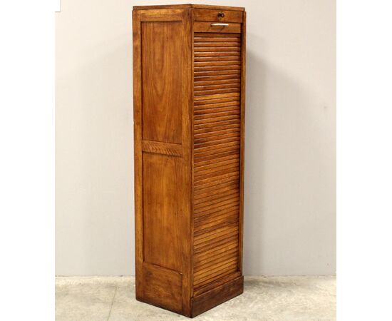 Antico classificatore archivio schedario serranda in rovere