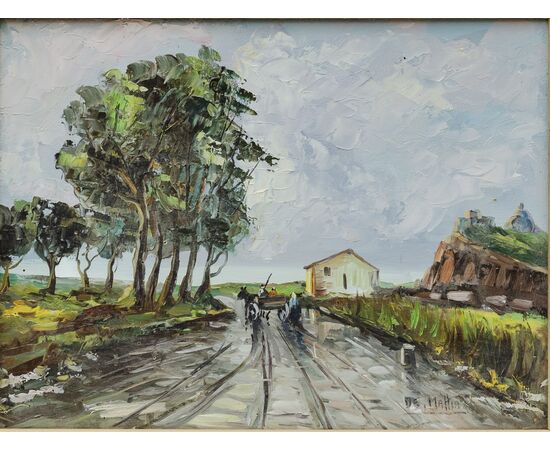 Coppia di paesaggi firmati De Mattia - Italia '900 - Olio su tela