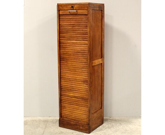 Antico classificatore archivio schedario serranda in rovere