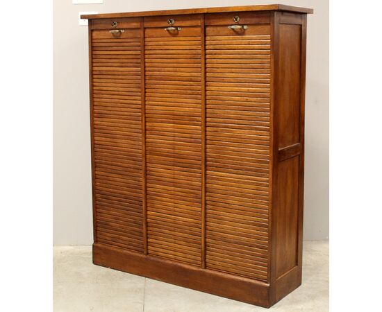 Antico classificatore archivio schedario serranda in rovere