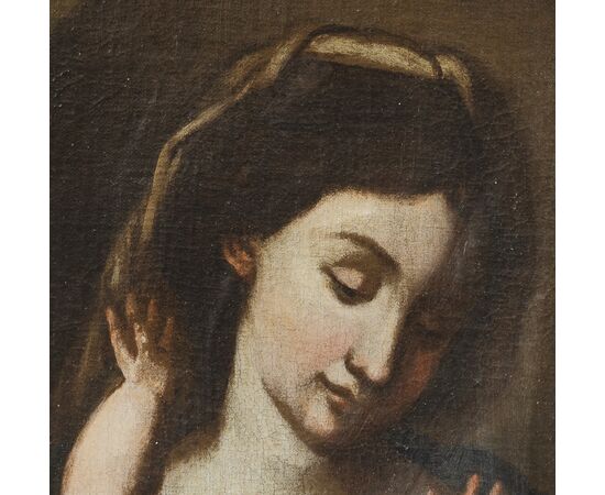 Madonna con bambino - Italia '600 - Cornice antica - olio su tela