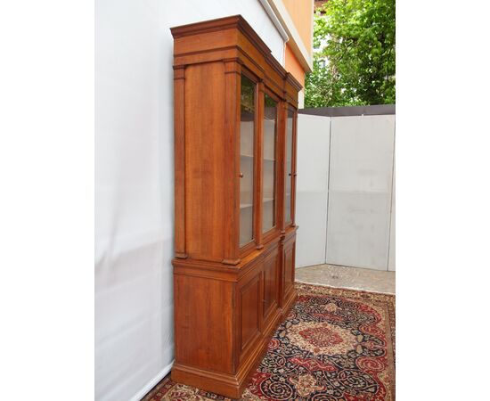 LIBRERIA A TRE PORTE IN ROVERE EPOCA 800 RESTAURATA  cm L192xP51xH252