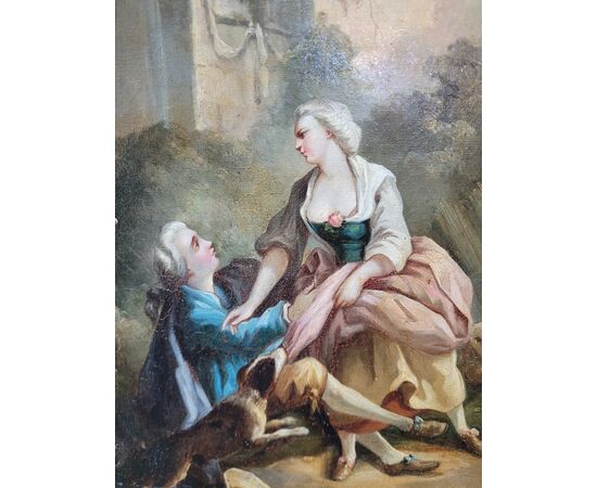 Coppia dipinti Scena Galante Francois Boucher Sec. XIX