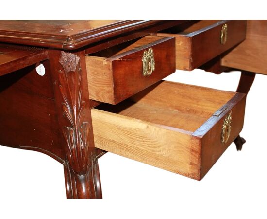 Scrivania Francese Stile Luigi XV in Legno di Mogano