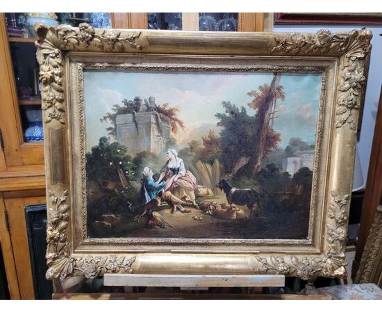 Coppia dipinti Scena Galante Francois Boucher Sec. XIX