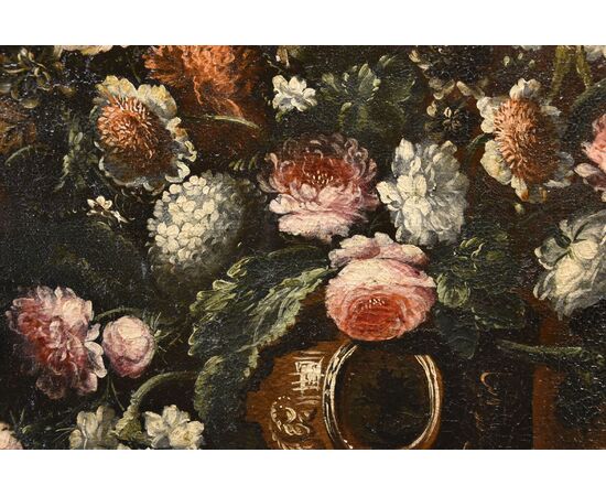 Composizione di fiori entro vaso sbalzato (3 di 3), Andrea Scacciati (Firenze 1642–1710)