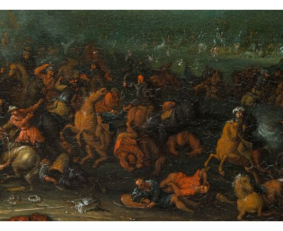 Karl Breydel, detto Il cavaliere di Anversa (Anversa, 1678-1733), Scena di battaglia tra cristiani e turchi 