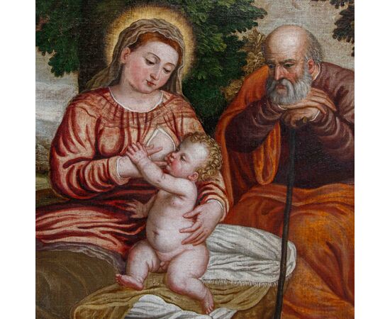 Polidoro de Renzi detto Polidoro da Lanciano (Lanciano, 1515 - Venezia, 1565) (attr.), Sacra Famiglia con San Giovannino