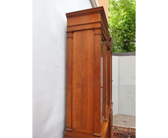 LIBRERIA A TRE PORTE IN ROVERE EPOCA 800 RESTAURATA  cm L192xP51xH252