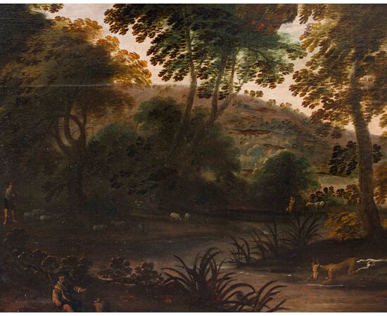 Seguace di Jacques van der Wijen (Amsterdam 1586 – 1638)  Caccia al cervo