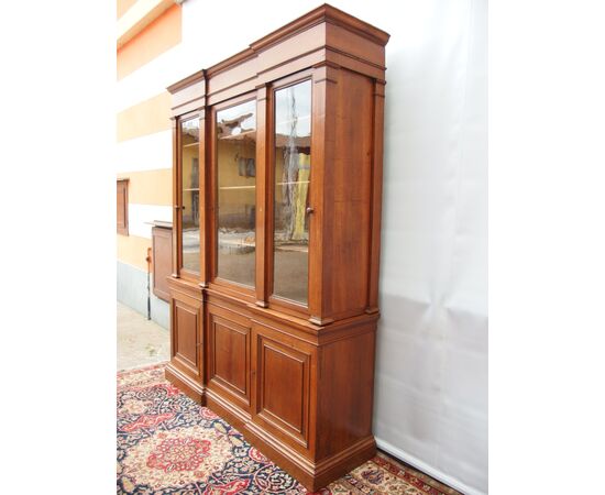 LIBRERIA A TRE PORTE IN ROVERE EPOCA 800 RESTAURATA  cm L192xP51xH252