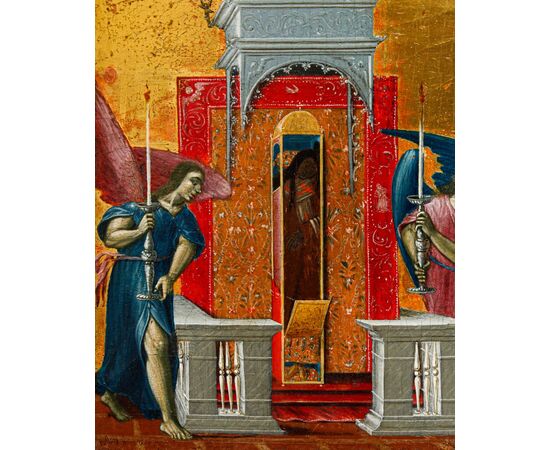 XVIII Secolo, Scuola russa, Icona raffigurante le reliquie di San Spiridione di Trimitonte conservate nel tempio di Kerkyra 